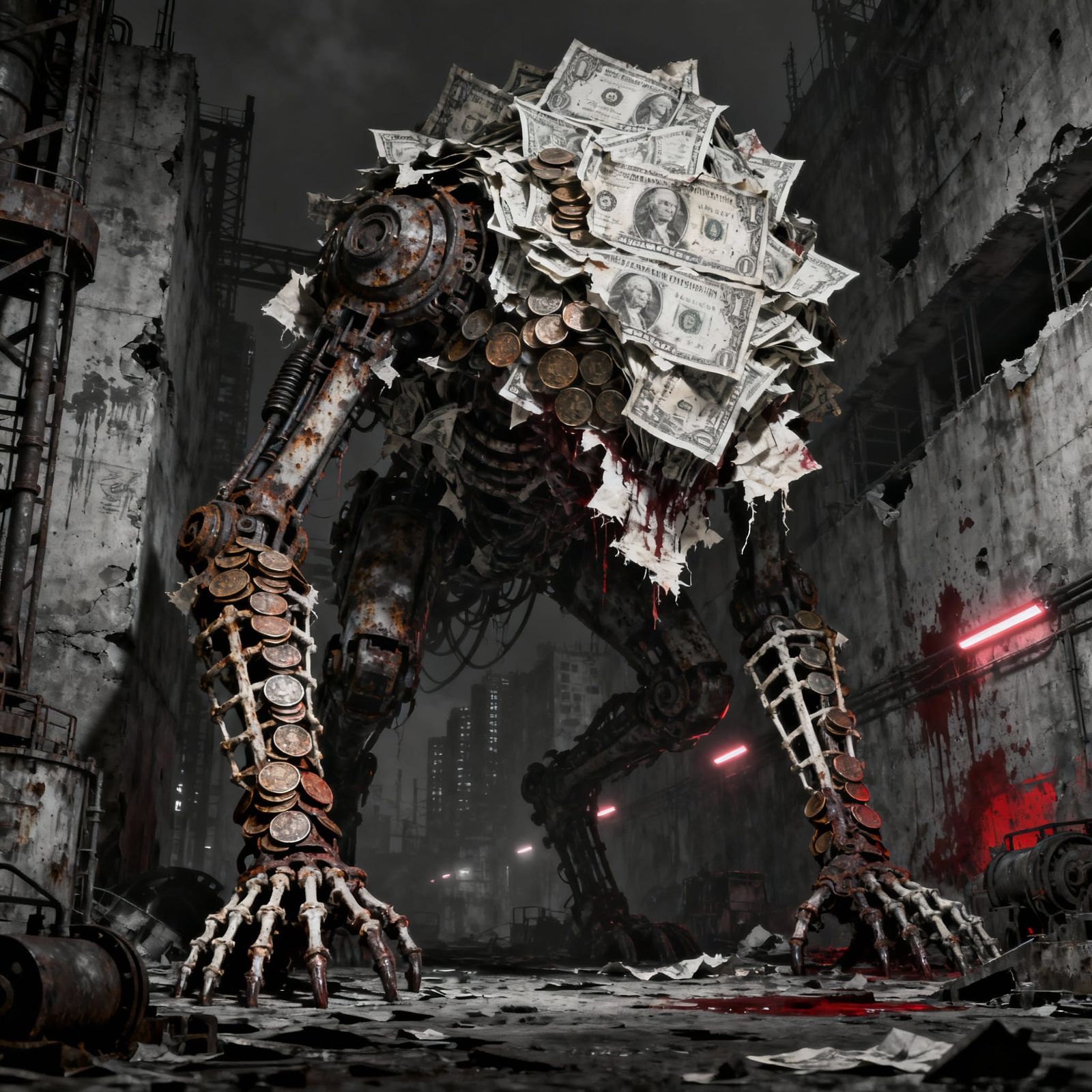 Mythical Beast of Money in Dystopian Style