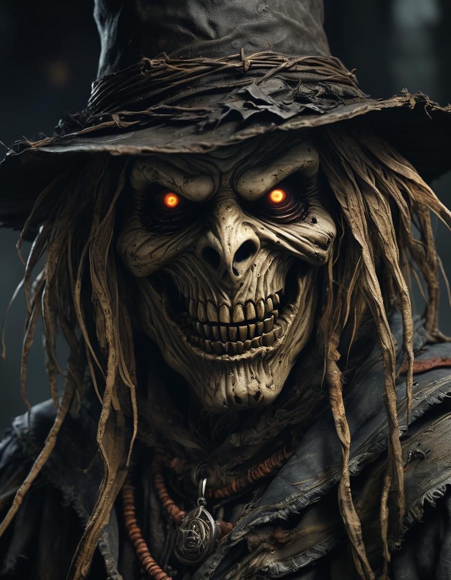 Eerie Scarecrow Portrait in Dark Fantasy Style