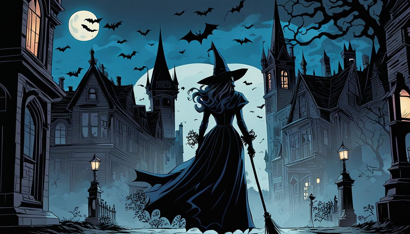 Halloween Witch in Gotham, Comic Book Art