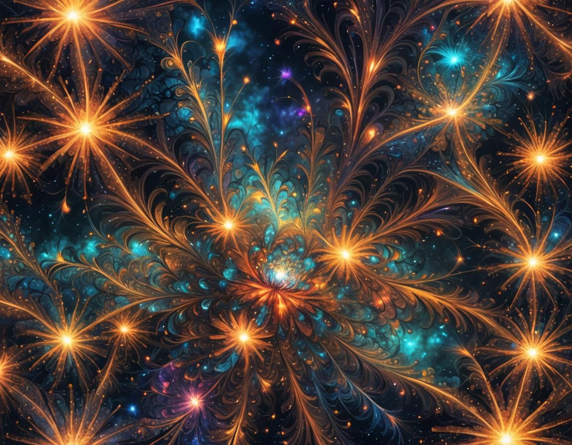Fireworks Create Fractal Patterns in Night Sky