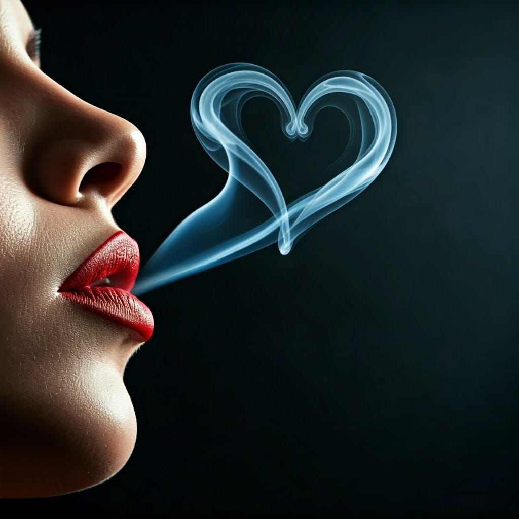 Ethereal Red Lipstick Portrait in Moody Lighting