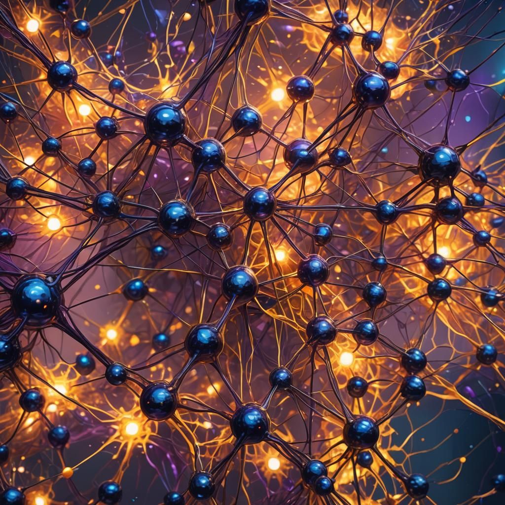 Glowing Network of Nodes in Vibrant Oil Painting