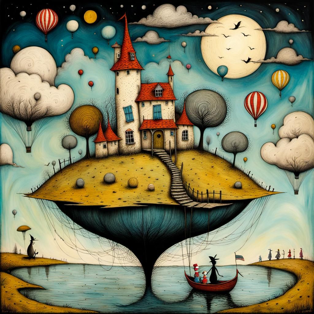 Whimsical Fantasy Universe Illustration in 3D