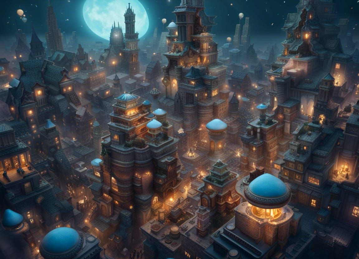 Floating Lands in a Blue Sky, Fantasy Concept Art