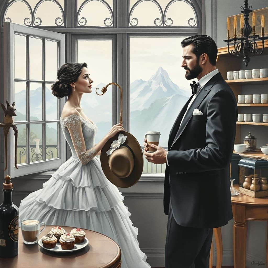 Surreal Apothecary Scene in Pastel Watercolors