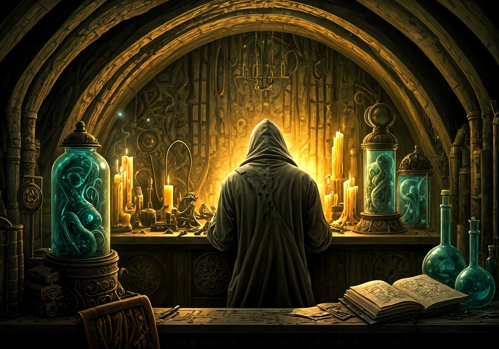 Mysterious Inventor in a Dark, Underground Lair