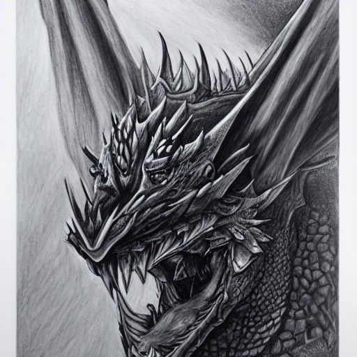 Hyperdetailed Charcoal Drawing of Dragon Slayer