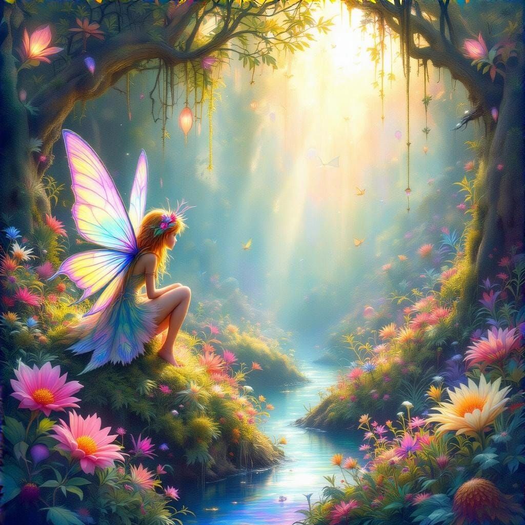Vibrant Fairy World of Iridescent Flora and Fauna