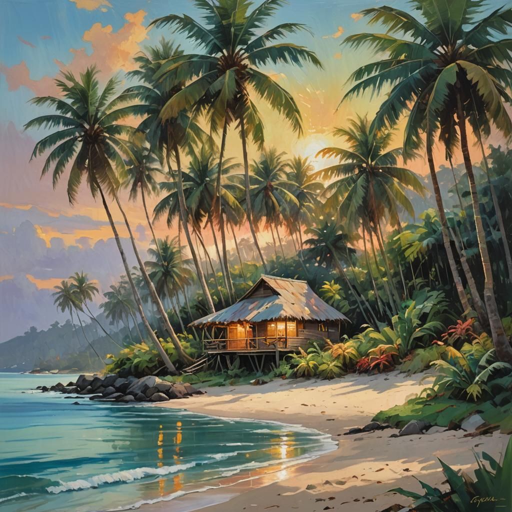 hut tropical ocean