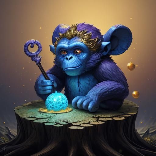 Cheese Monkey on Carved Stump: Fantasy Concept Art
