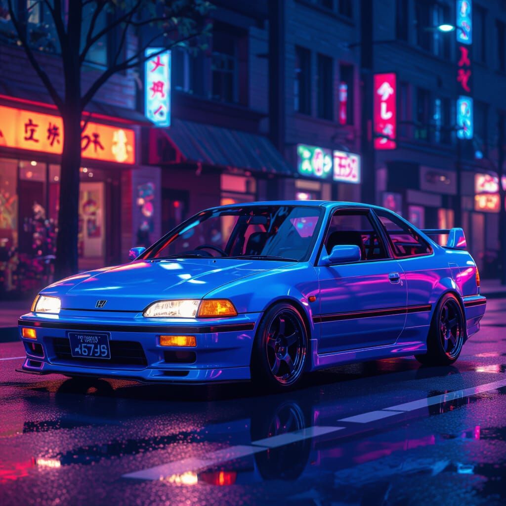 Harvard Blue 1994 Honda Civic EG9 in 90's Style