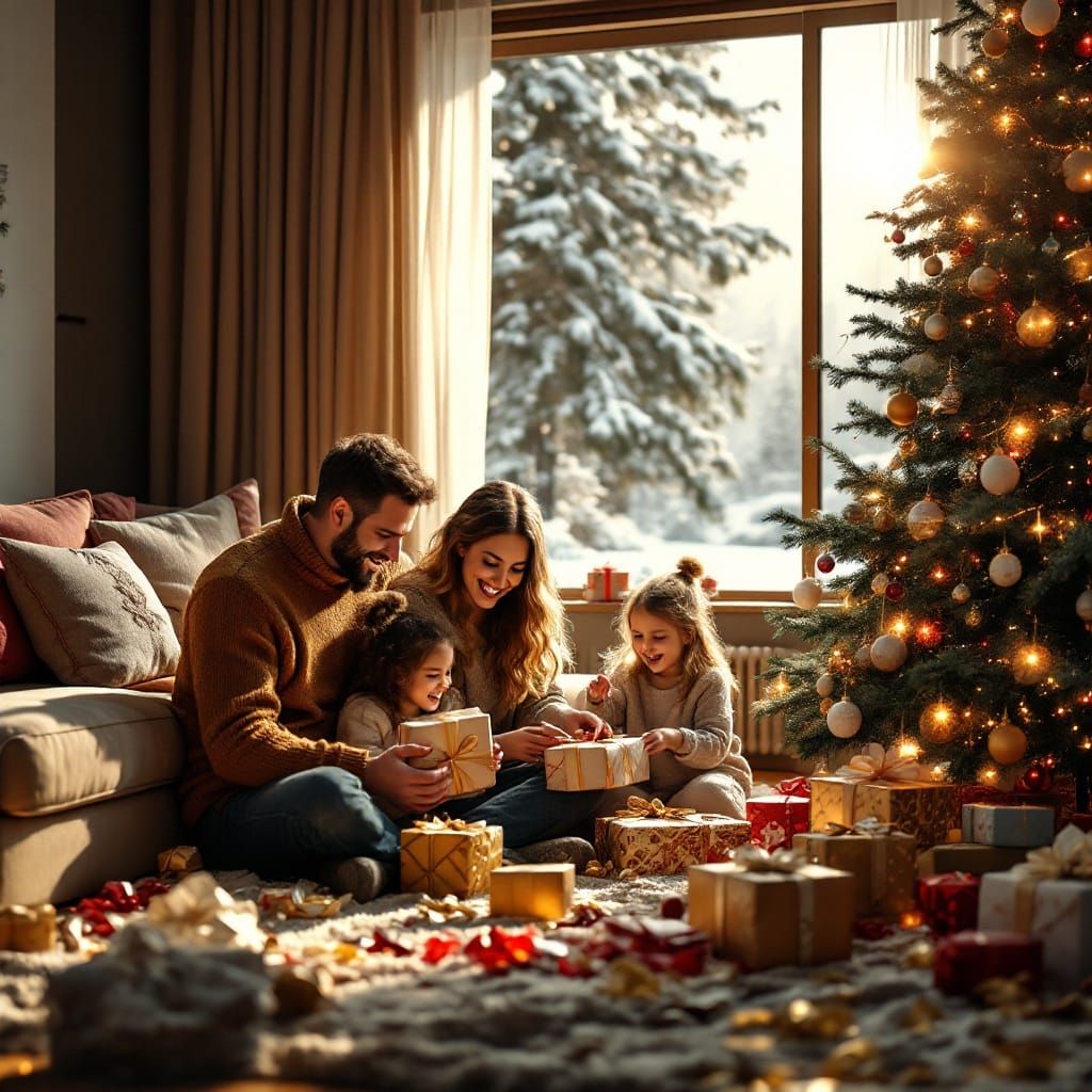 Cozy Christmas Morning with Loving Family