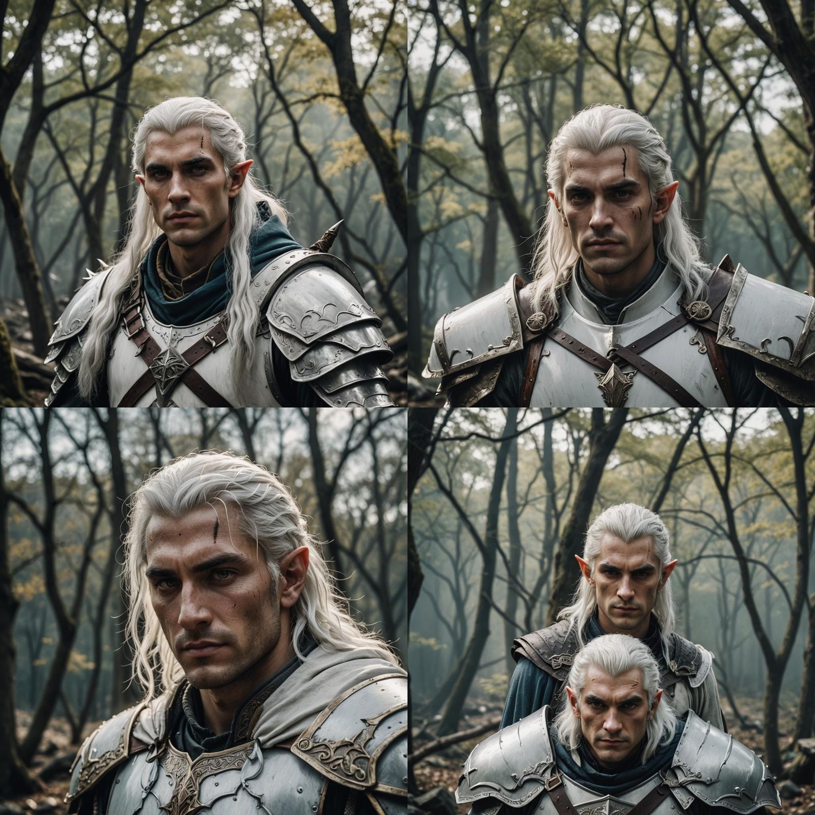 Half-Elf Paladin with White Hair and Stitches