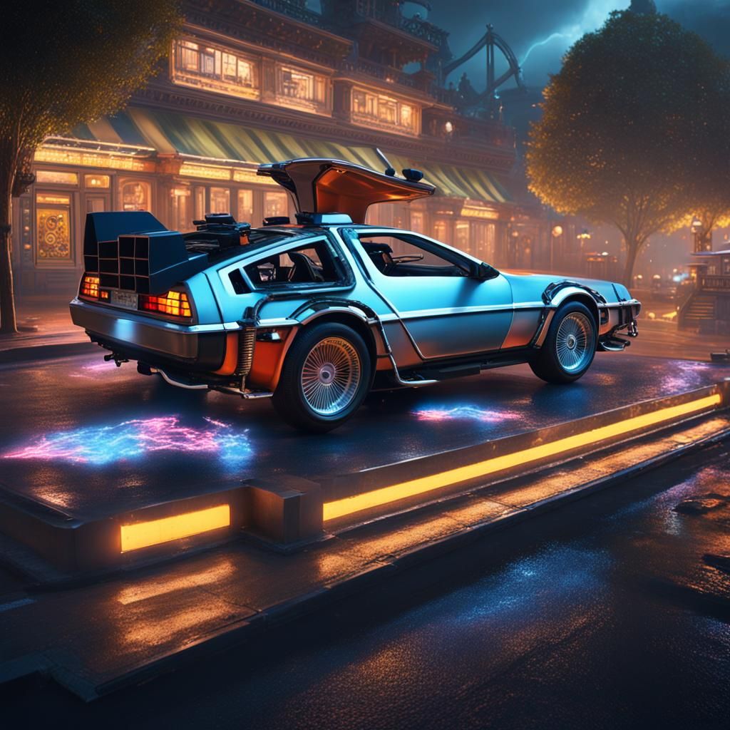 Back to the Future Car in Detailed Matte Painting
