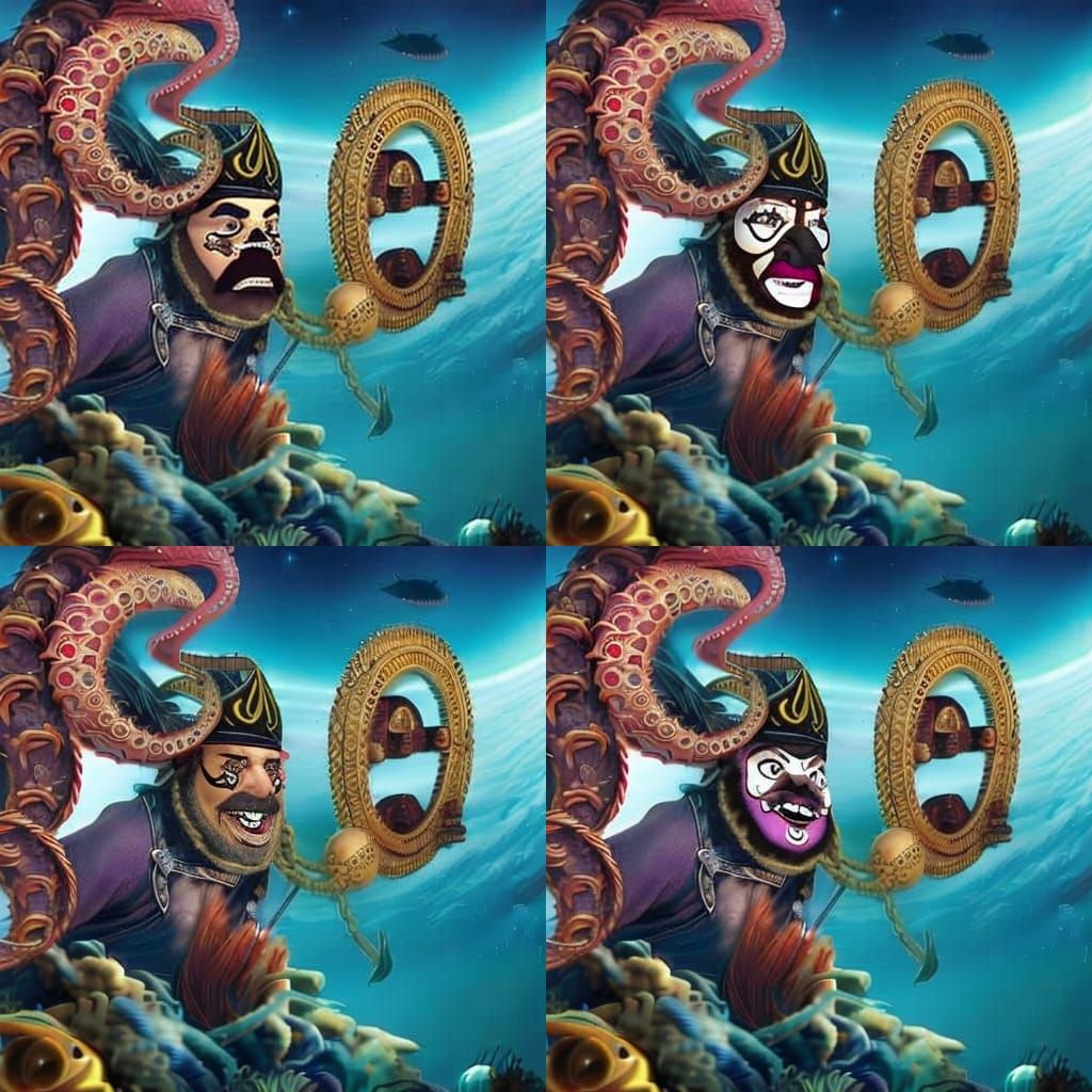 Ugly Old Pirate Face with Eyepatch and Gold Tooth