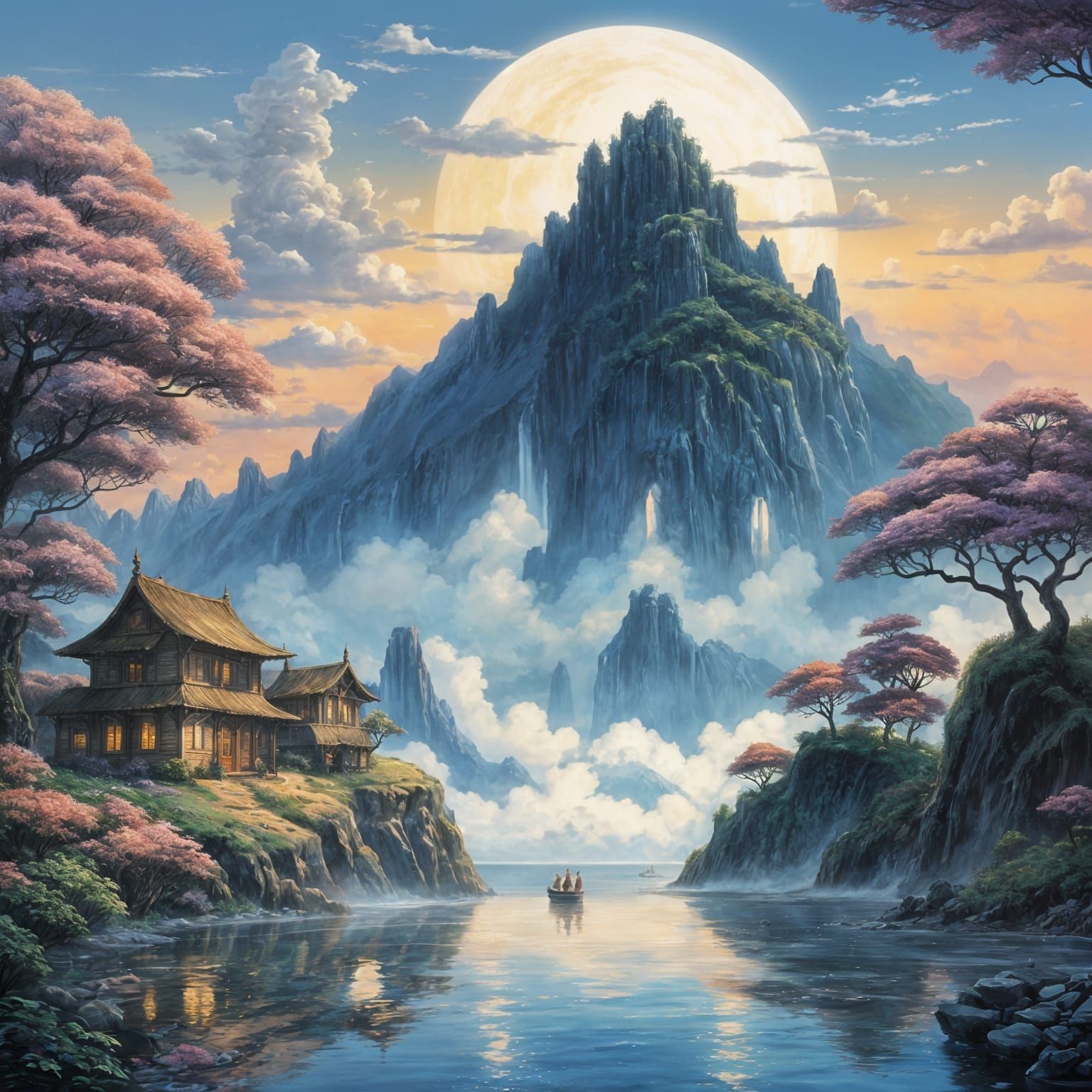 Surreal Ships Emerge from Enchanted Seashell Portal