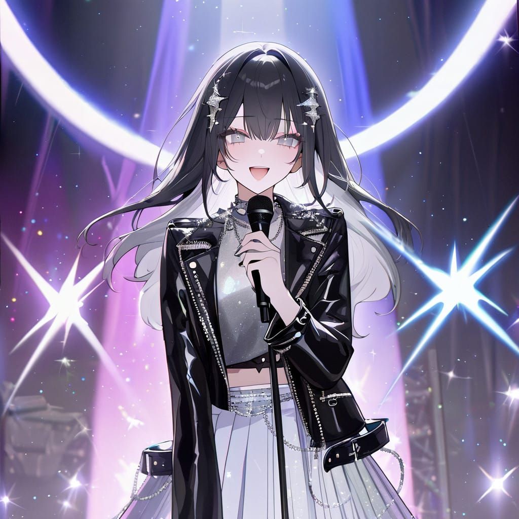 Elegant Anime Rocker Girl in Concert