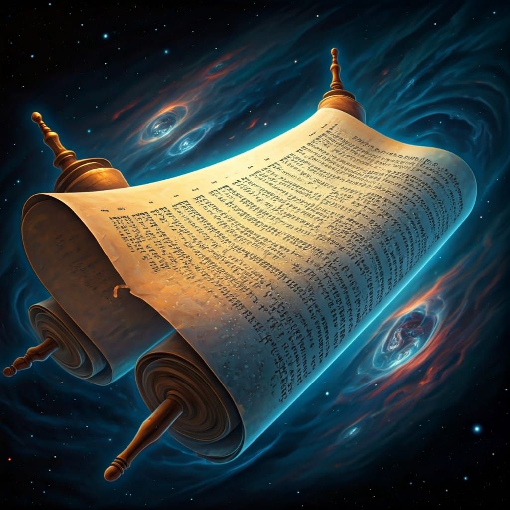 Cosmic Torah Scroll Unveiling Across a Nebula