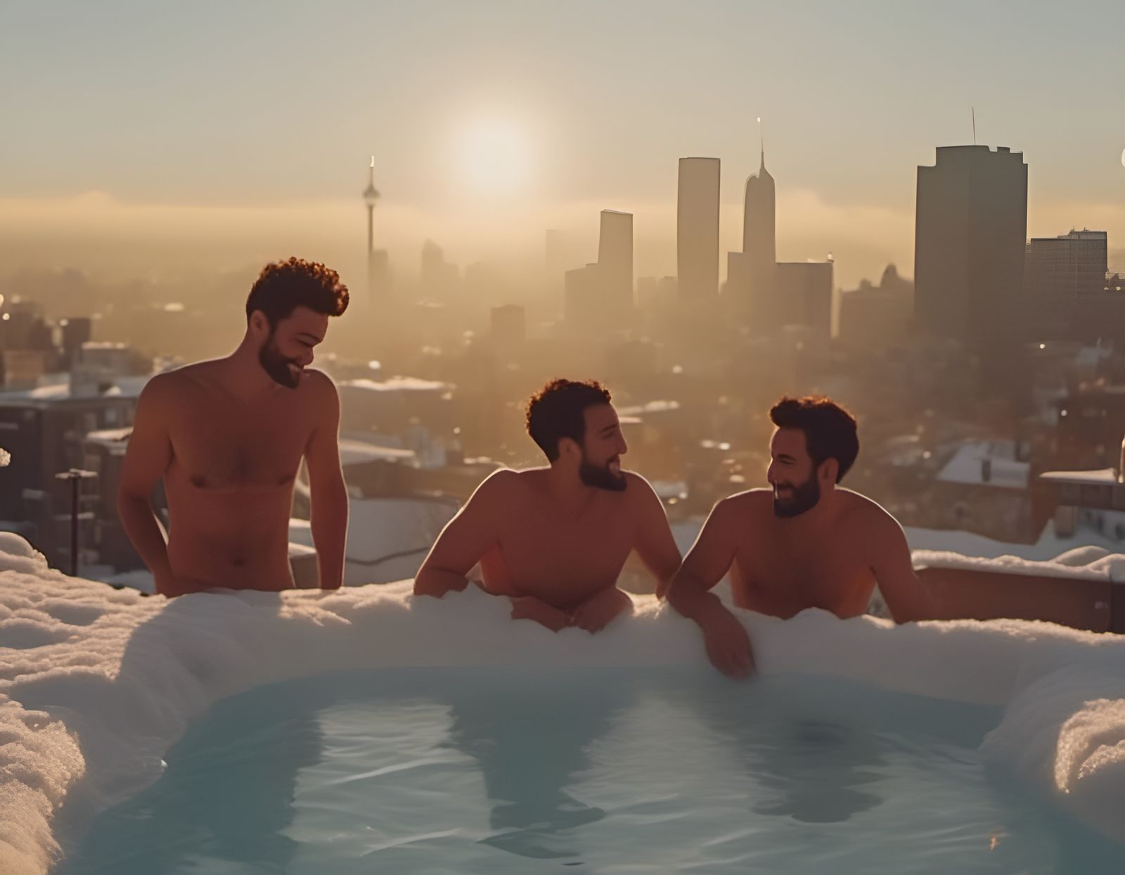 Hirsute Men Lounging in Toronto Hot Springs