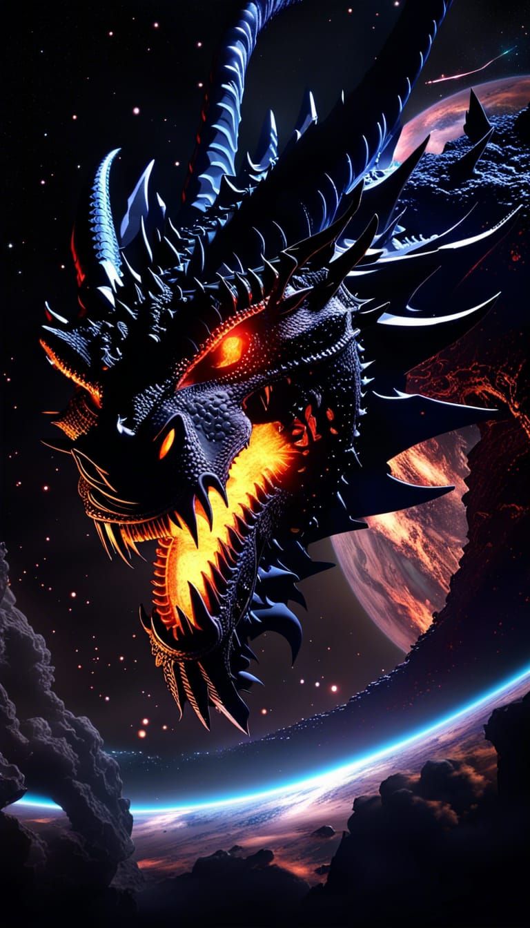 Black Shadow Dragon God Destroys Planets