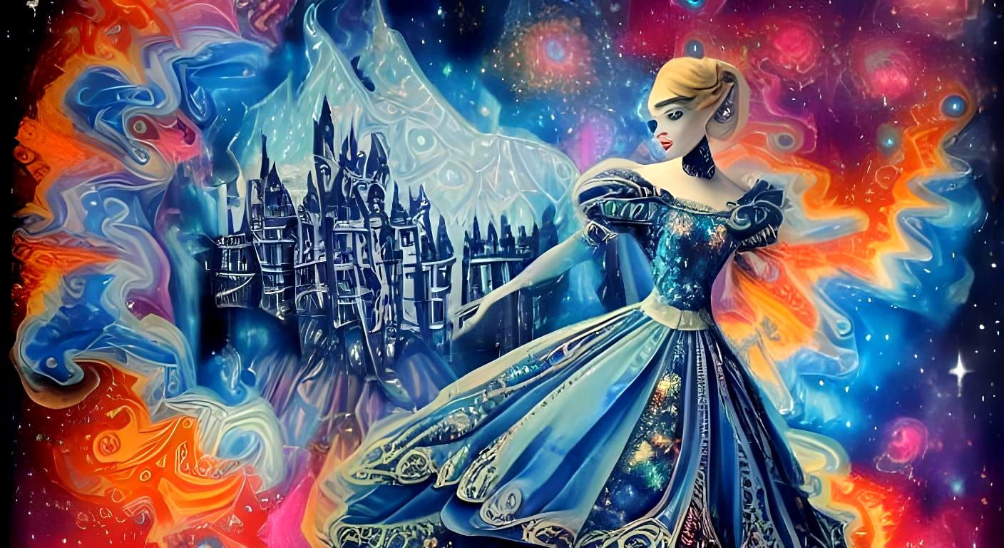 Glitch Art Cinderella's Decadent Waltz in Blue