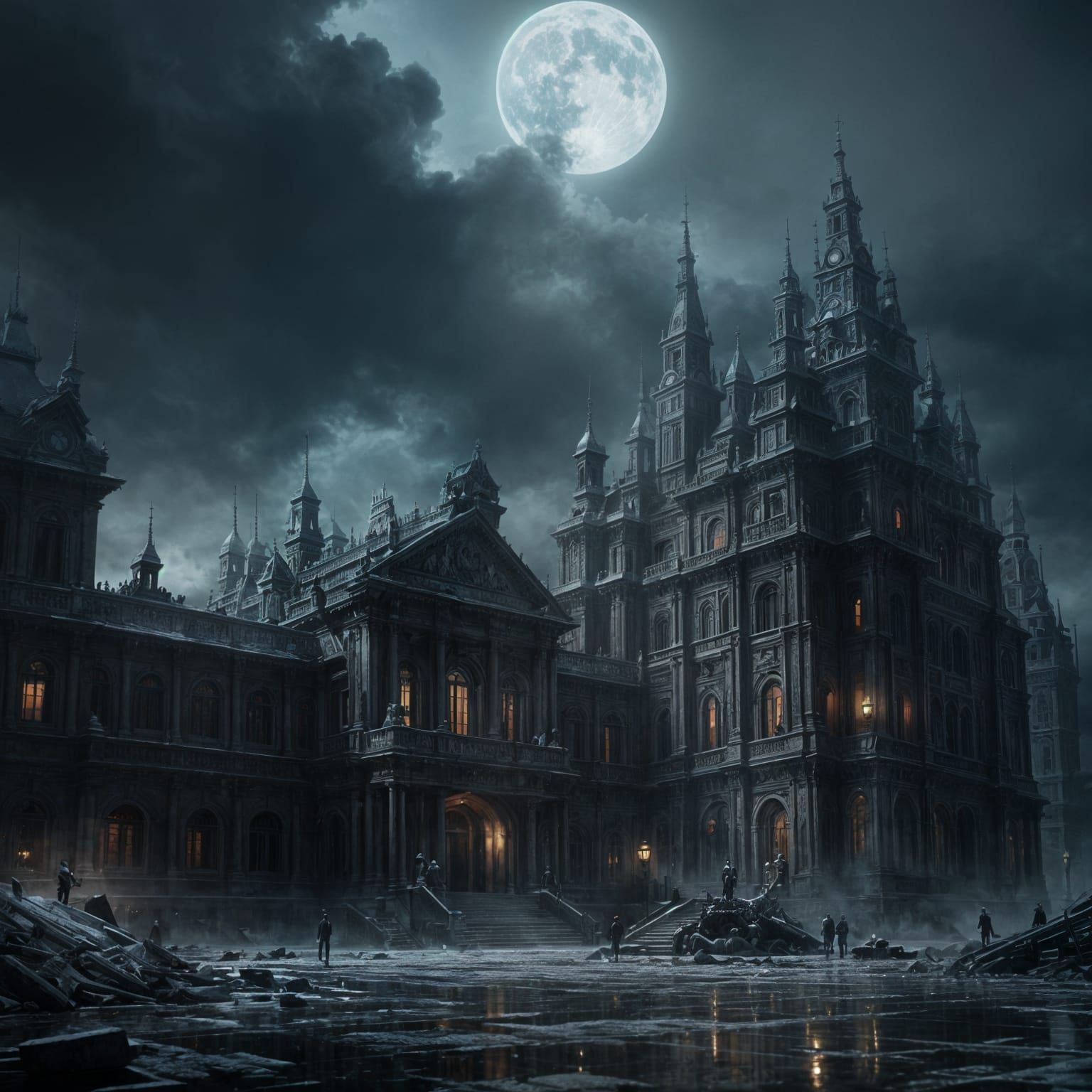 Epic Cinematic Digital Painting of Murder Scene