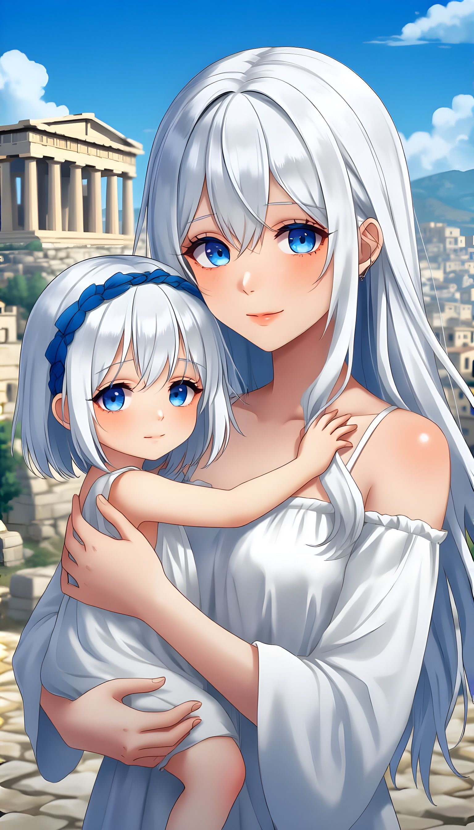Mother and Daughter in Anime Style