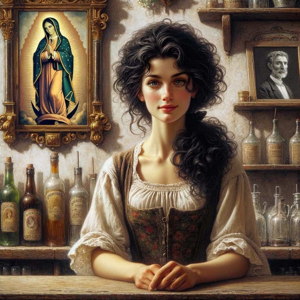 Italian Tavern Keeper in Fantasy Art Style