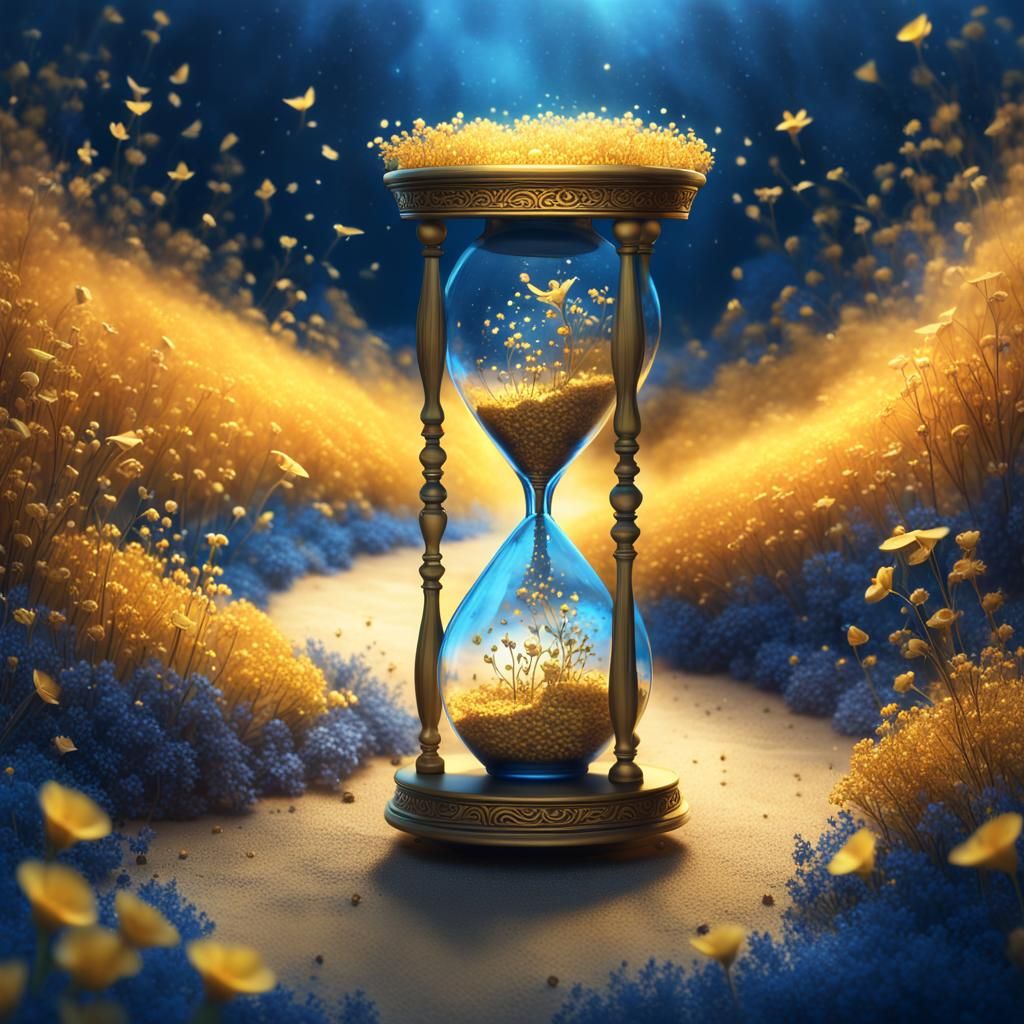 Golden Seeds Sprout into Glowing, Ephemeral Flowers in a Fan...