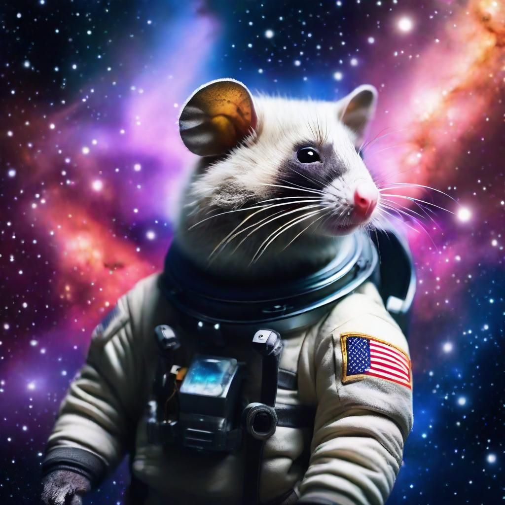 Possum Astronaut Gazes at Nebula: Cinematic Space Photo