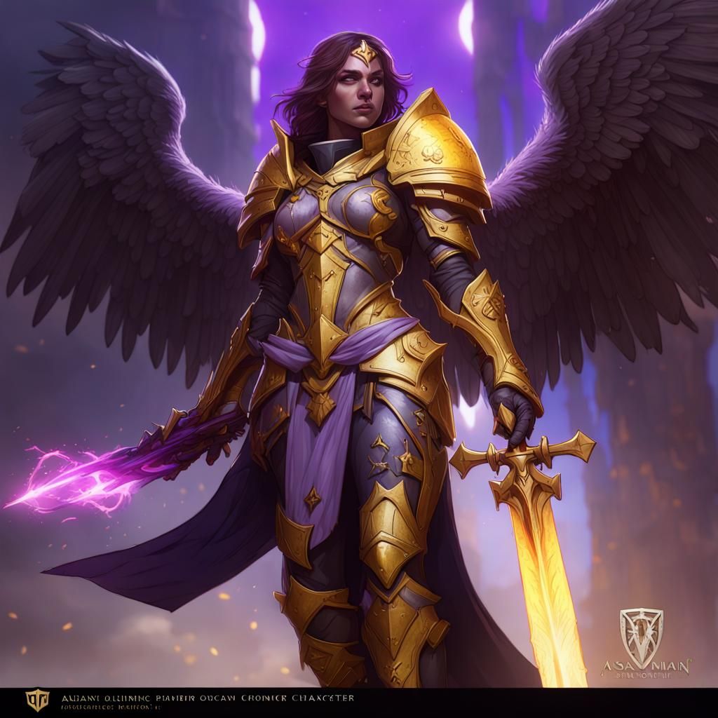Aasimar Paladin Concept Art in Dark Fantasy Style