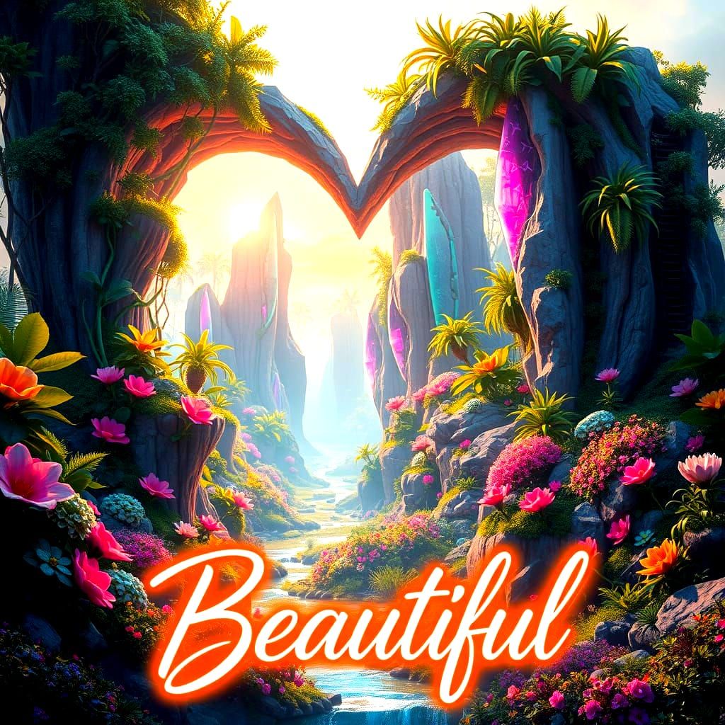 Hopeful Future Utopia in a Heart-Shaped World