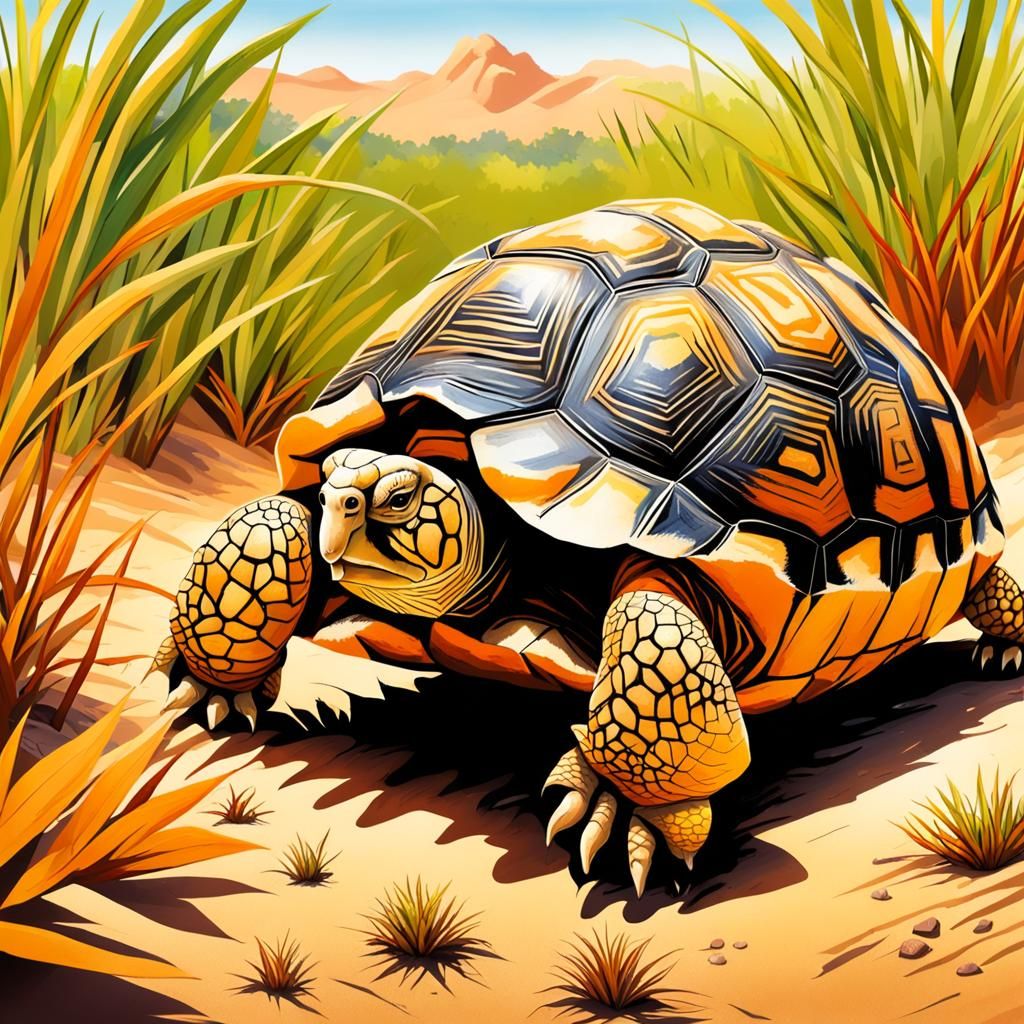 Madagascar Radiated Tortoise in Comic Art Style