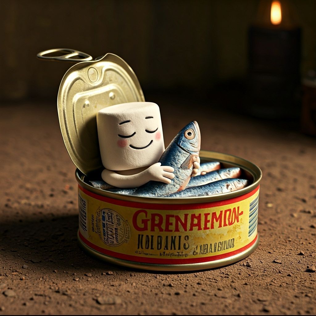 Marshmallow Man in Sardines, Claymation Style