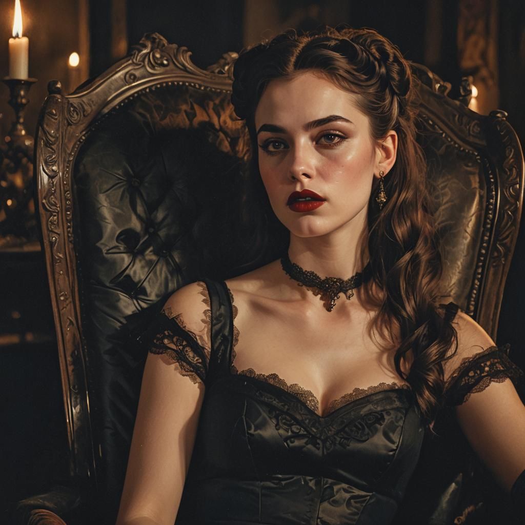 Dark Fantasy Portrait of Horned Woman in Oil