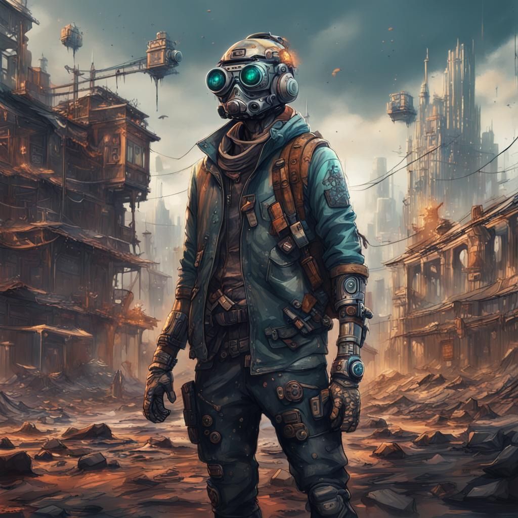 Augmented Explorer in Dystopian Ink Landscape