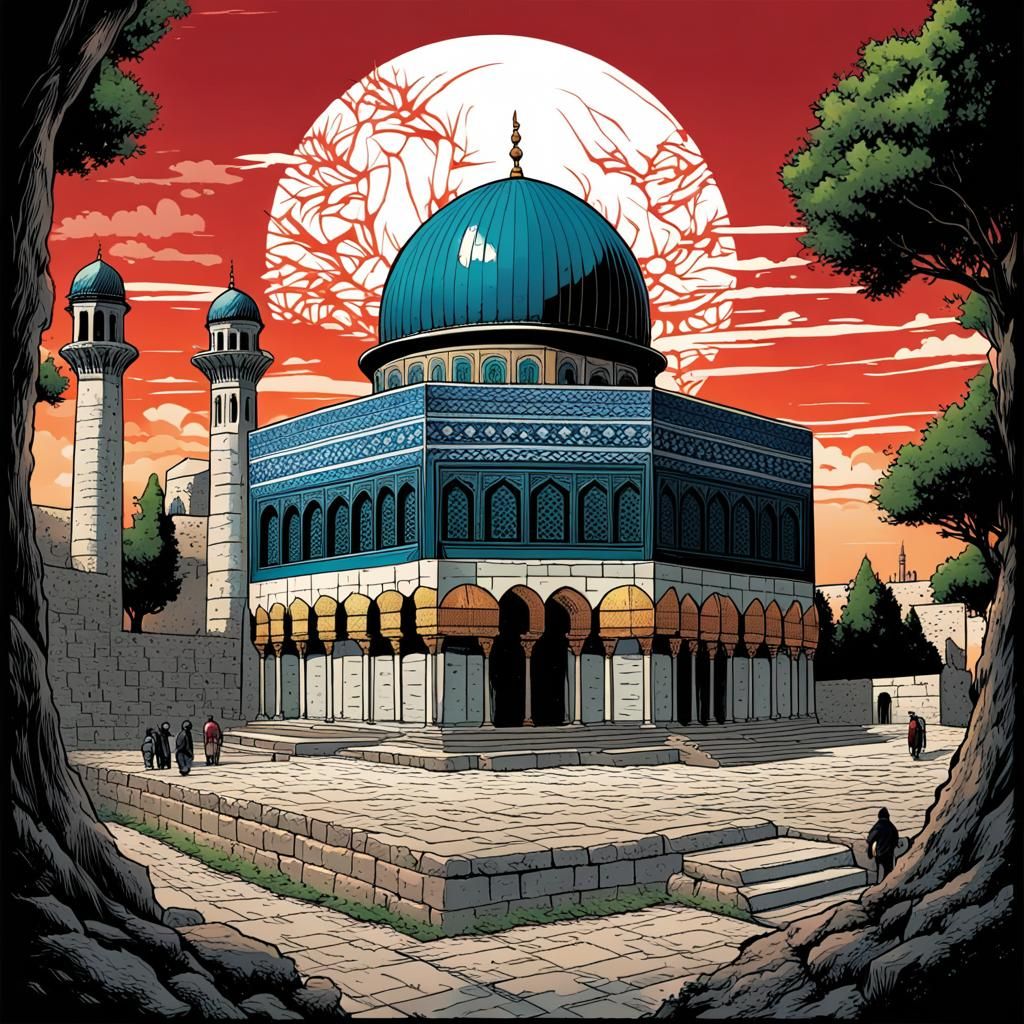 Al-Aqsa Mosque in Japanese Art Style