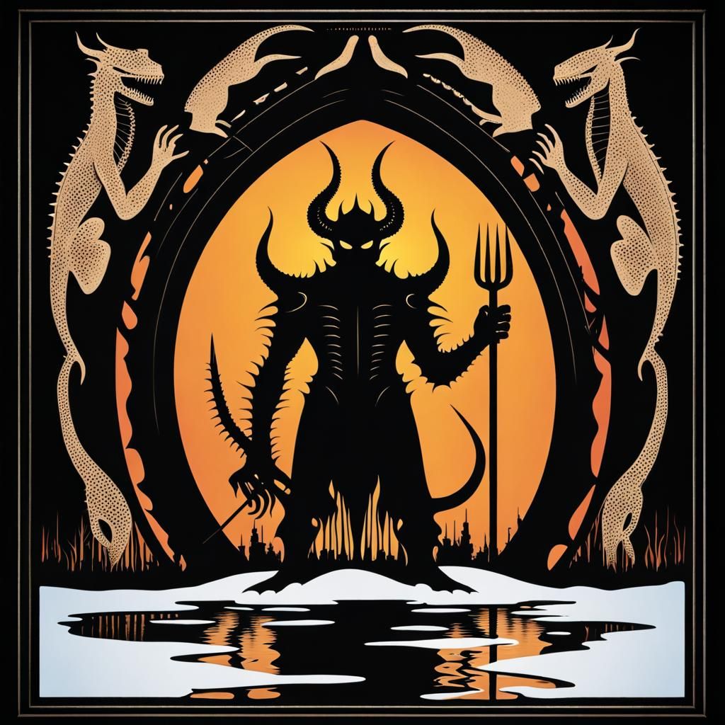 Silhouette of the Devil with his pitchfork