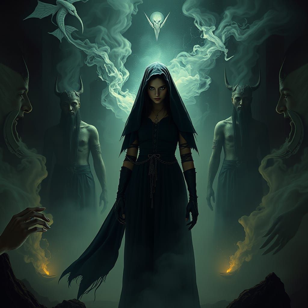 Night-Girl Spirit Manifestation in Dark Digital Art