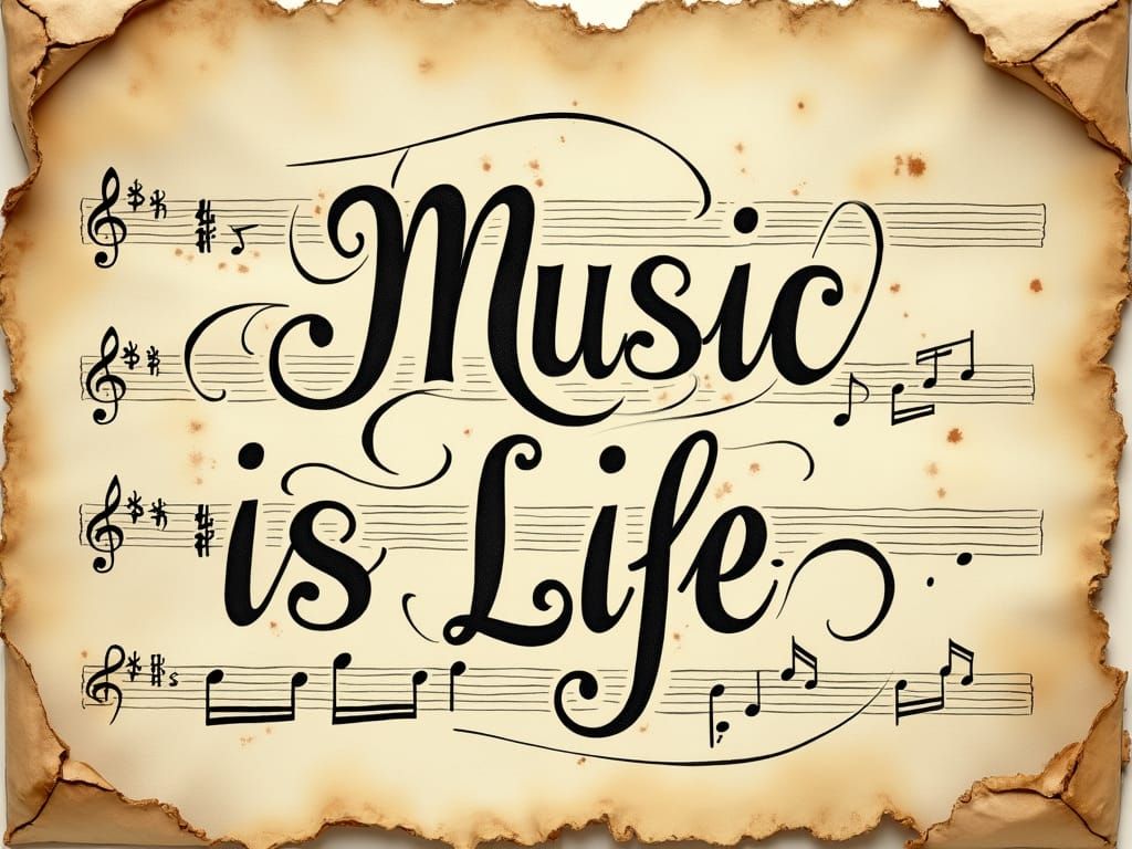 Victorian Sheet Music with Calligraphy and Watercolor