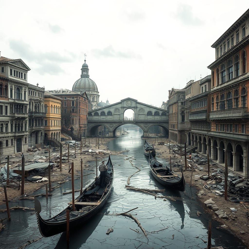 Post-Apocalyptic Venice Cityscape in Dystopian Style