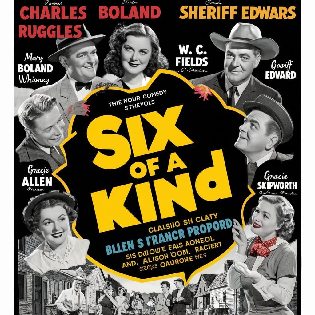 Vintage Movie Poster for Six of a Kind Comedy