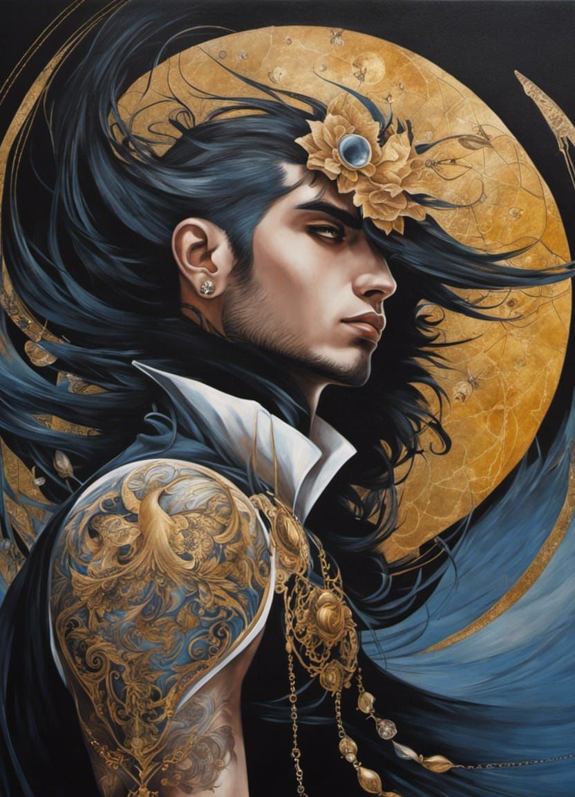 Gothic Male Sailor Moon Acrylic Painting