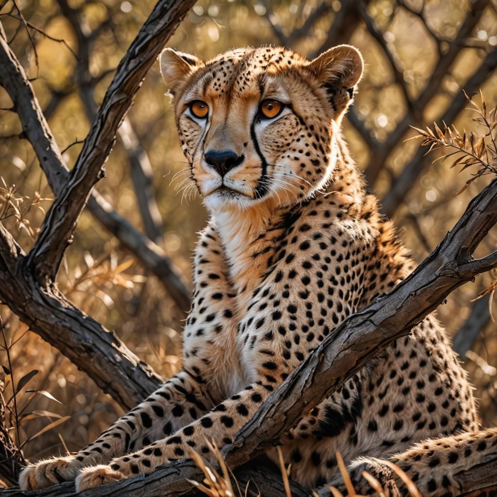 Cheetah Basking in Savannah Sunlight: Wildlife Photography