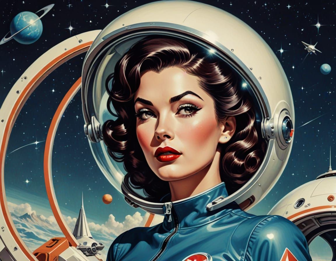 Space Age Pin Up Girl in Retro Style