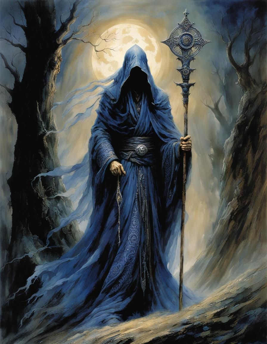 Enigmatic God of Death in Flowing Robes