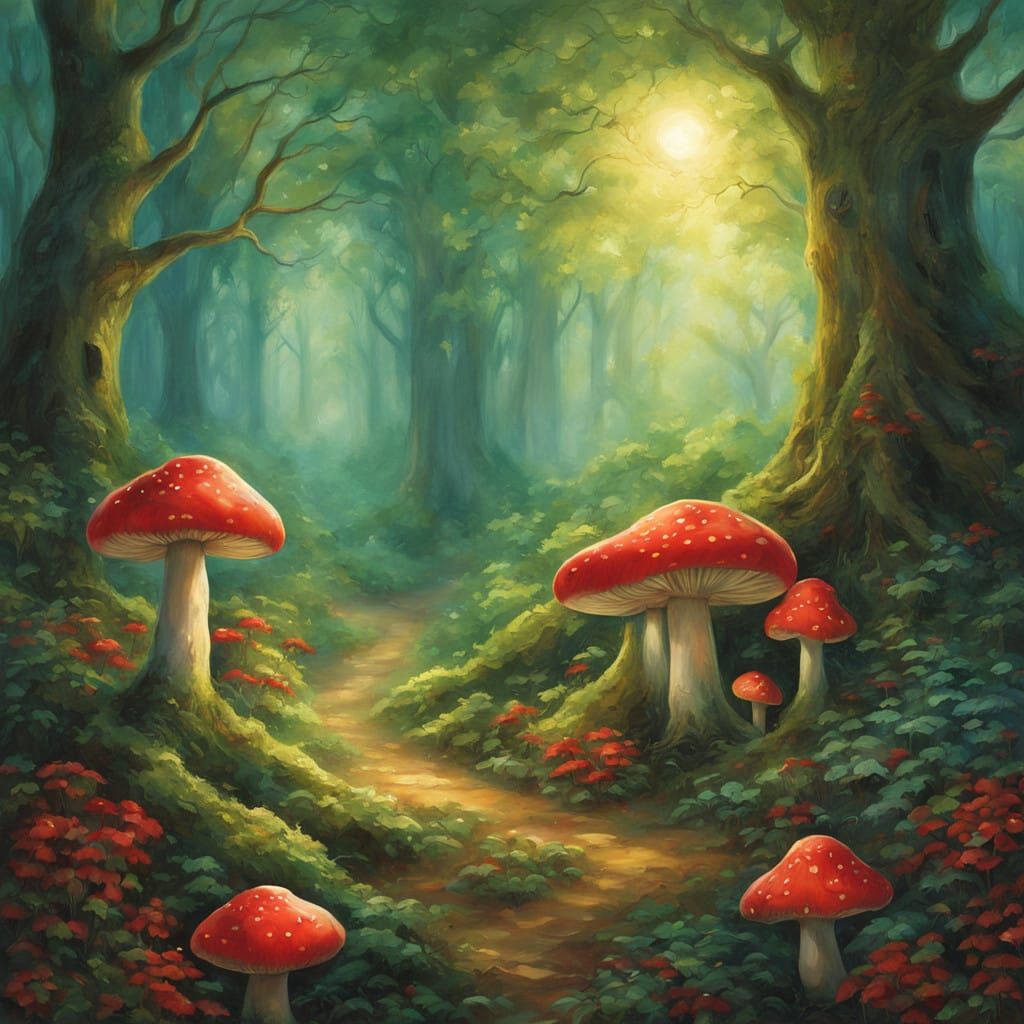Mystical Forest in Dreamy, Surreal Style
