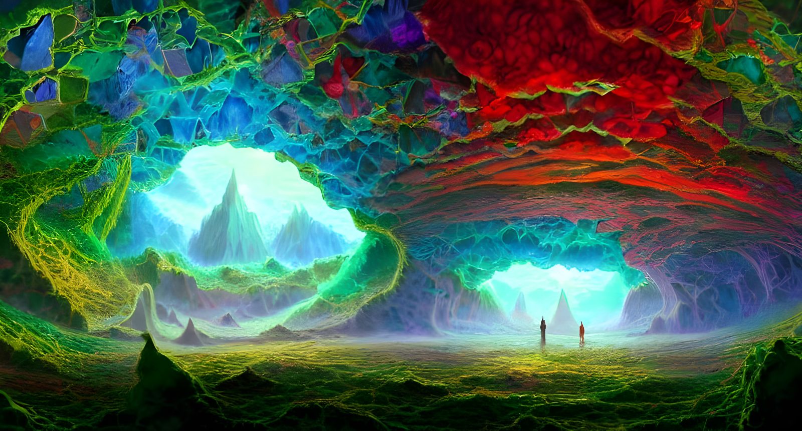 Cosmic Fractal Crystal Cave in Matte Painting Style