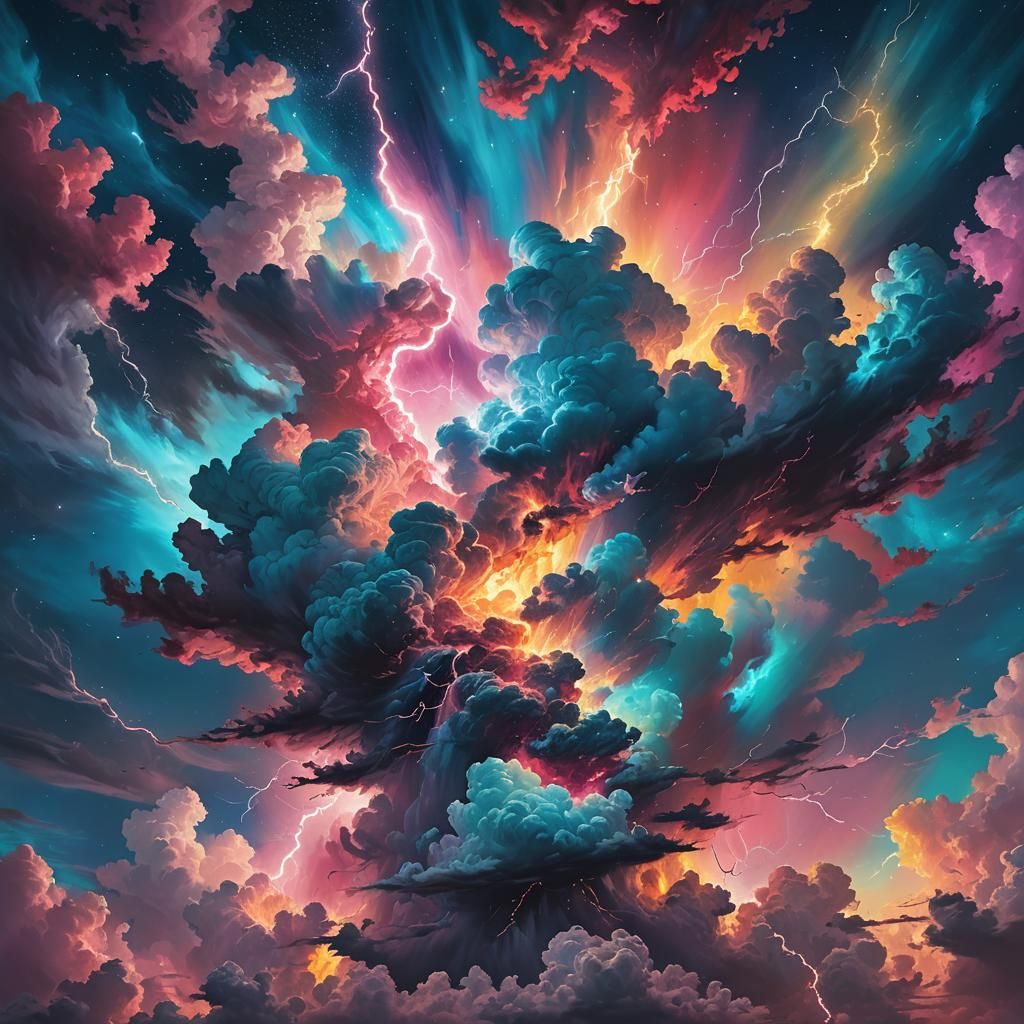 Cosmic Horizon with Electric Blue Luminescent Clouds