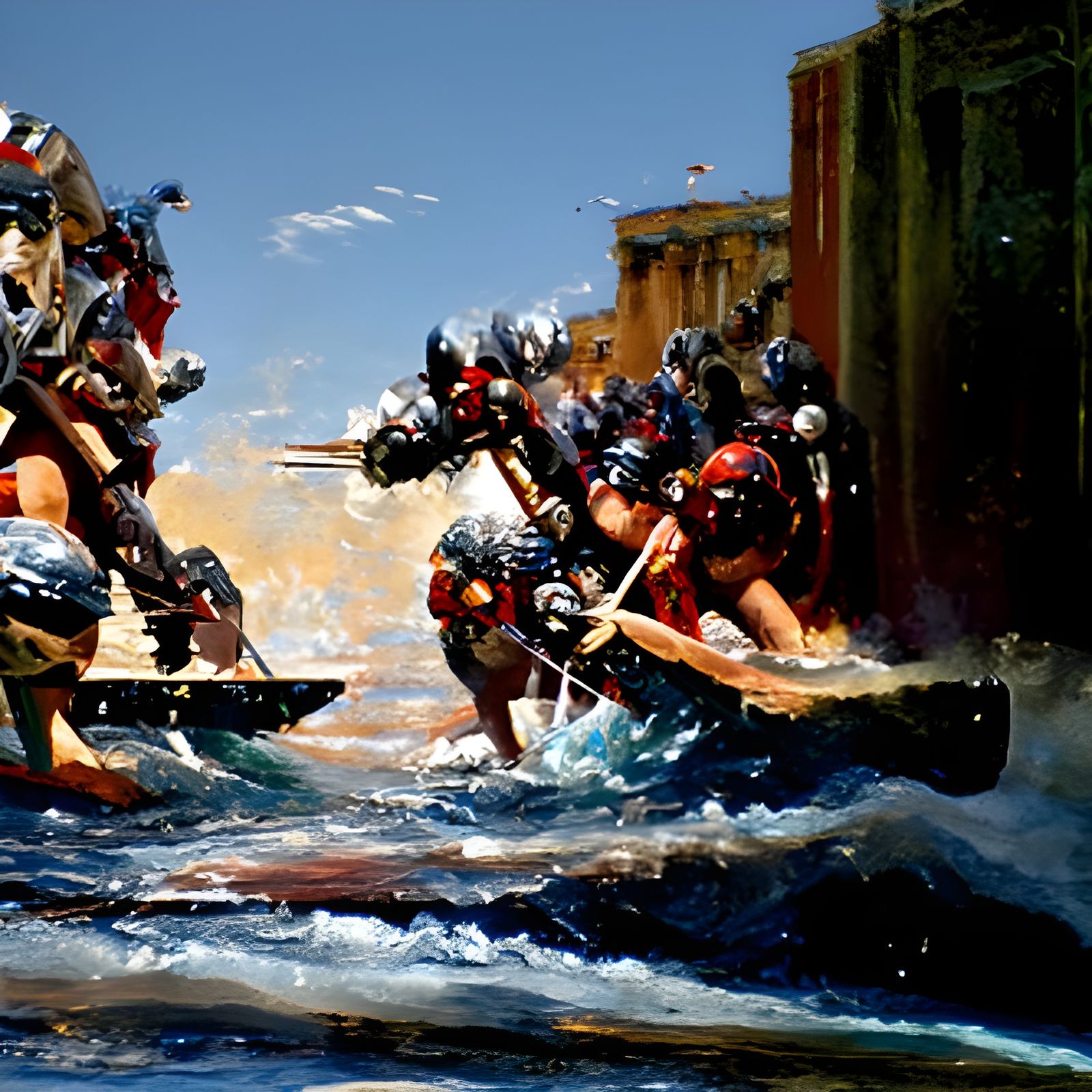 Epic Roman Sea Battle Oil Painting